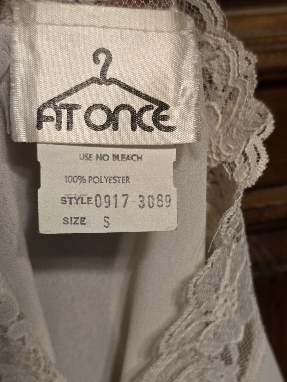 Vtg At Once Women's White Sheer Lace Polyester High Neck Puff Button Blouse Sz S - Picture 8 of 9